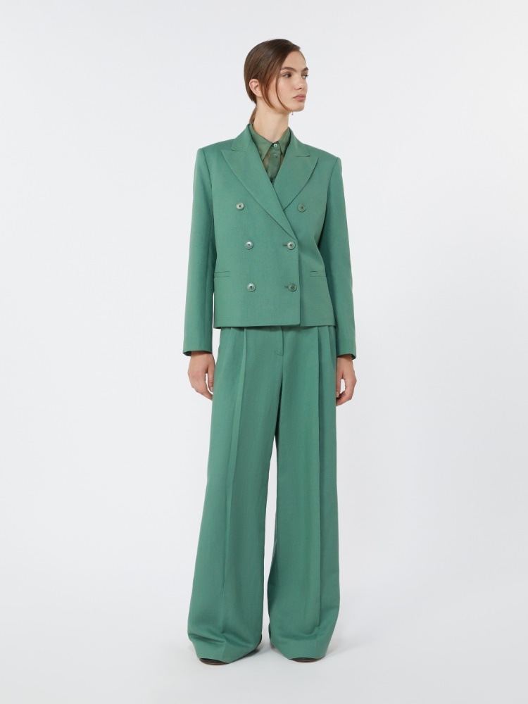 Viscose and linen wide-leg trousers - GREEN - Weekend
