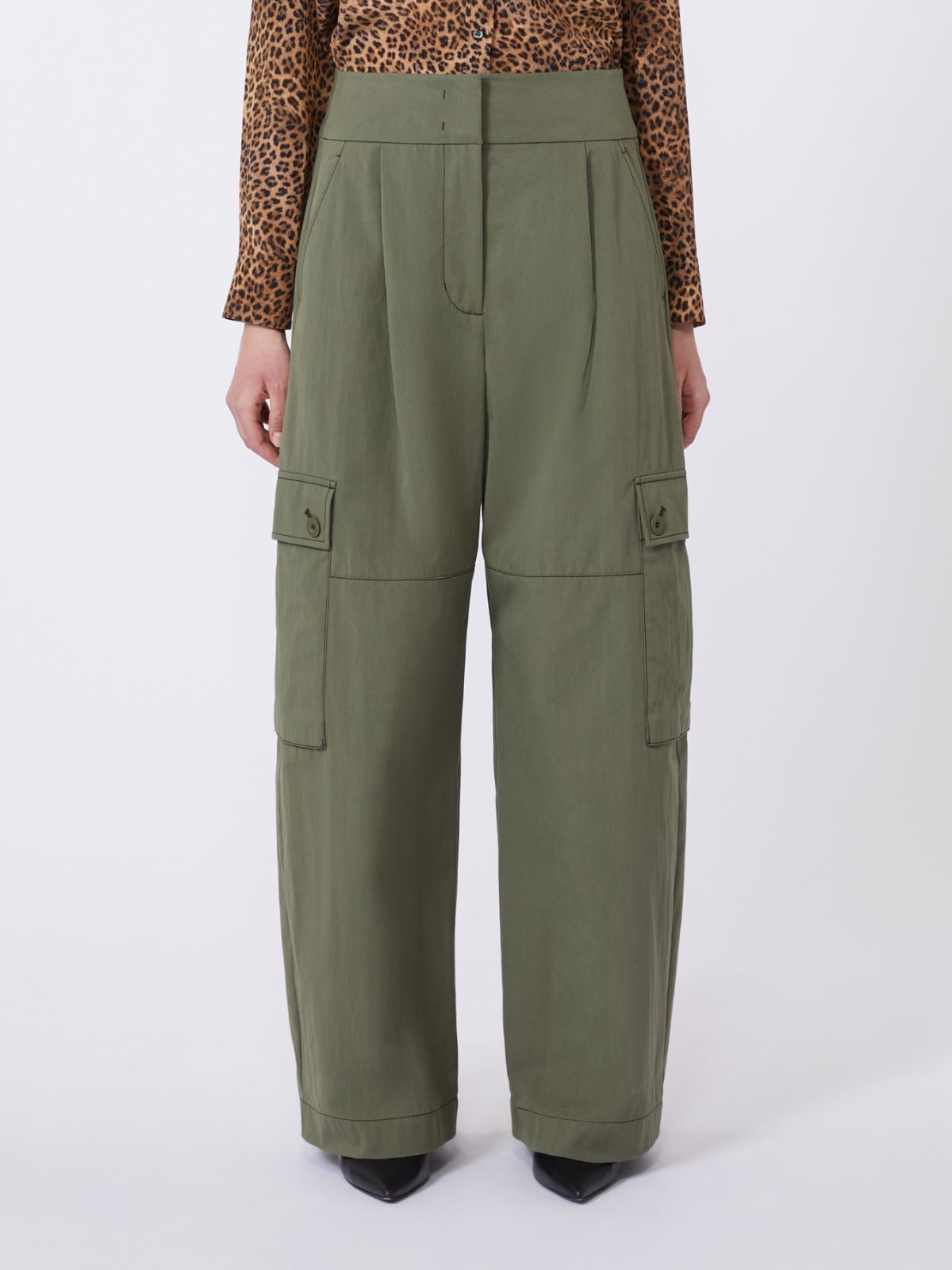 Cotton gabardine trousers - DARK GREEN - Weekend - 2