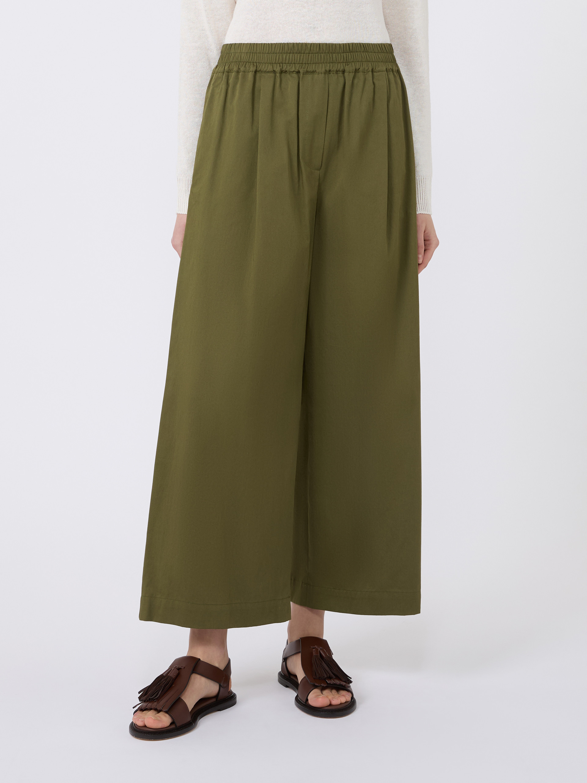 Cotton rasetto trousers - KAKI - Weekend Max Mara - 2