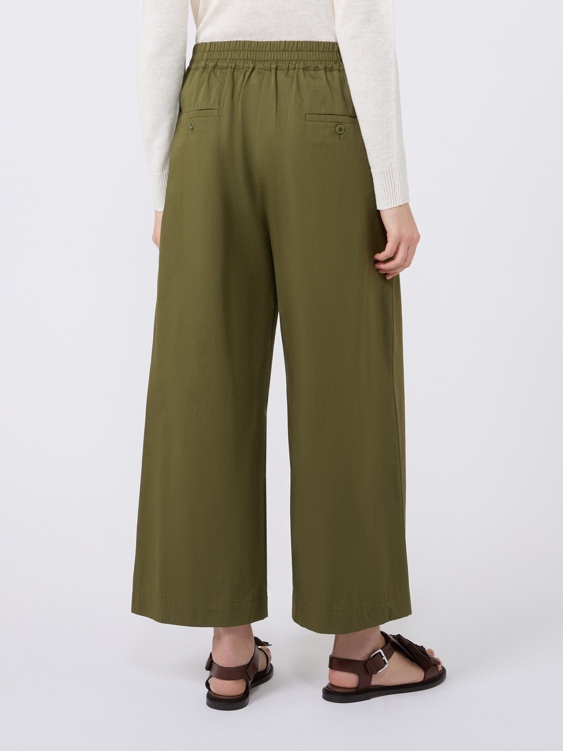 Cotton rasetto trousers - KAKI - Weekend Max Mara - 3