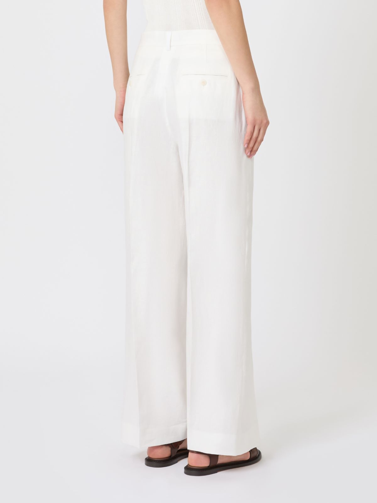 Pantalone in canvas di lino - BIANCO - Weekend - 3