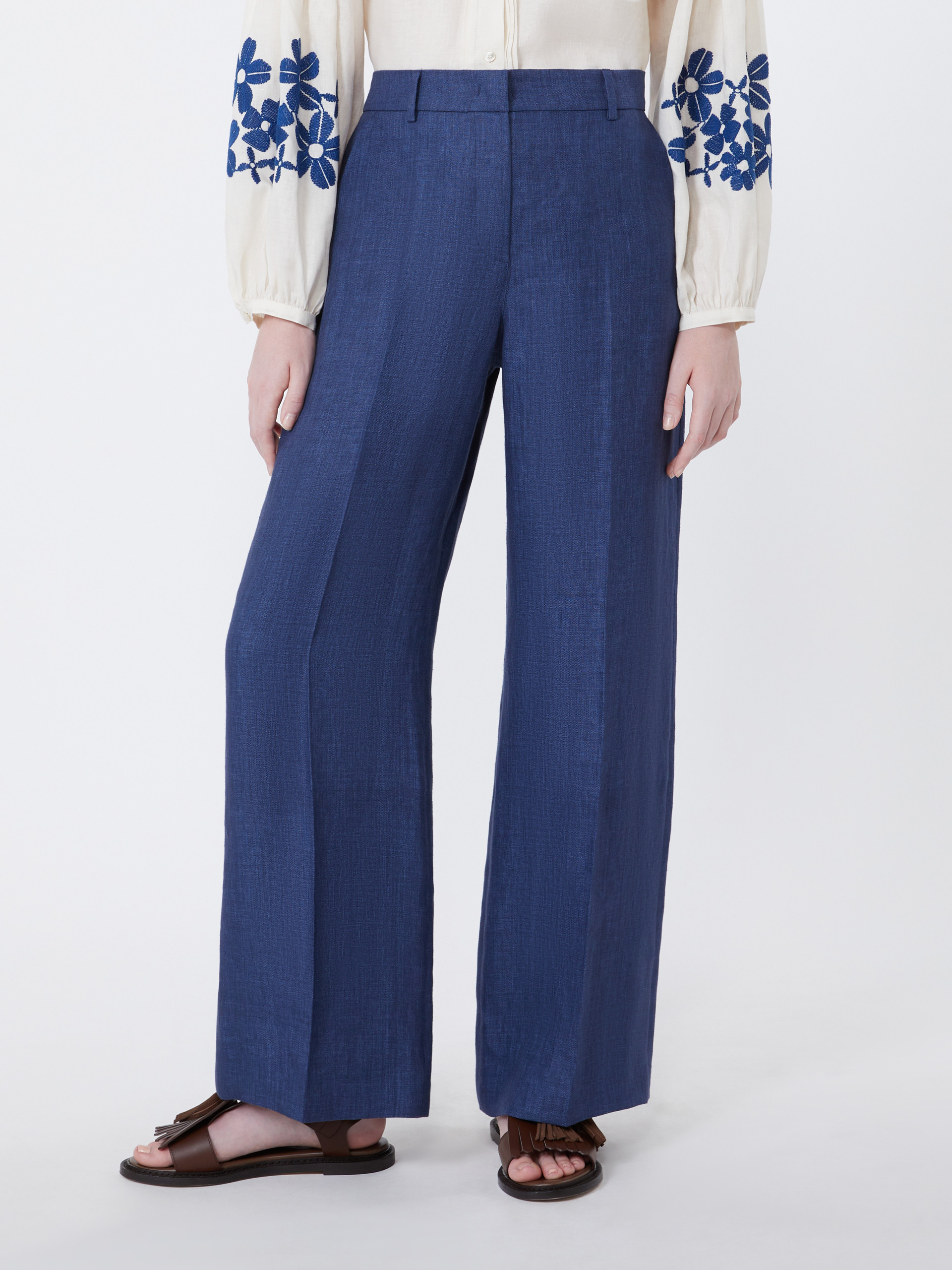 Linen canvas trousers - NAVY - Weekend Max Mara - 2