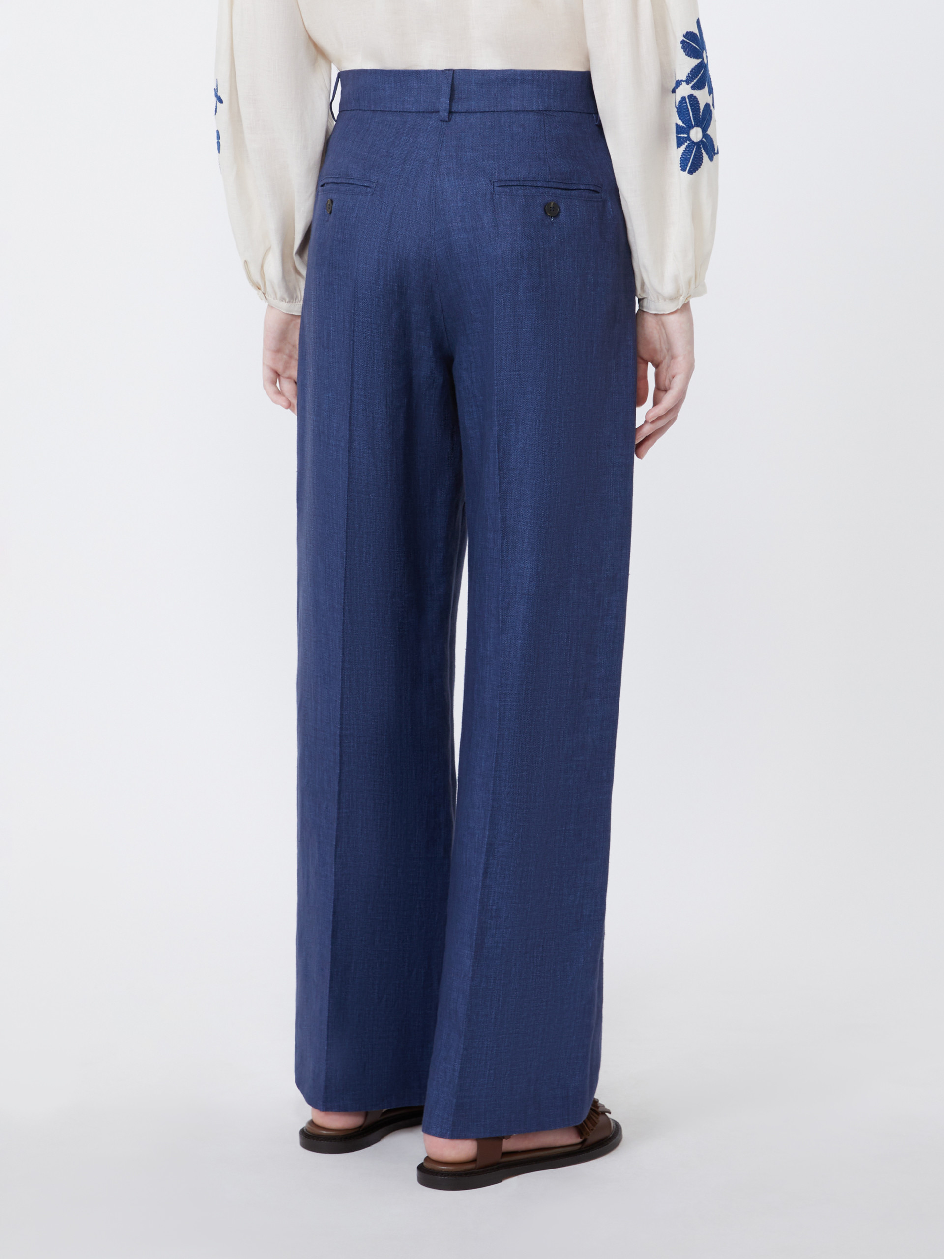 Linen canvas trousers - NAVY - Weekend Max Mara - 3