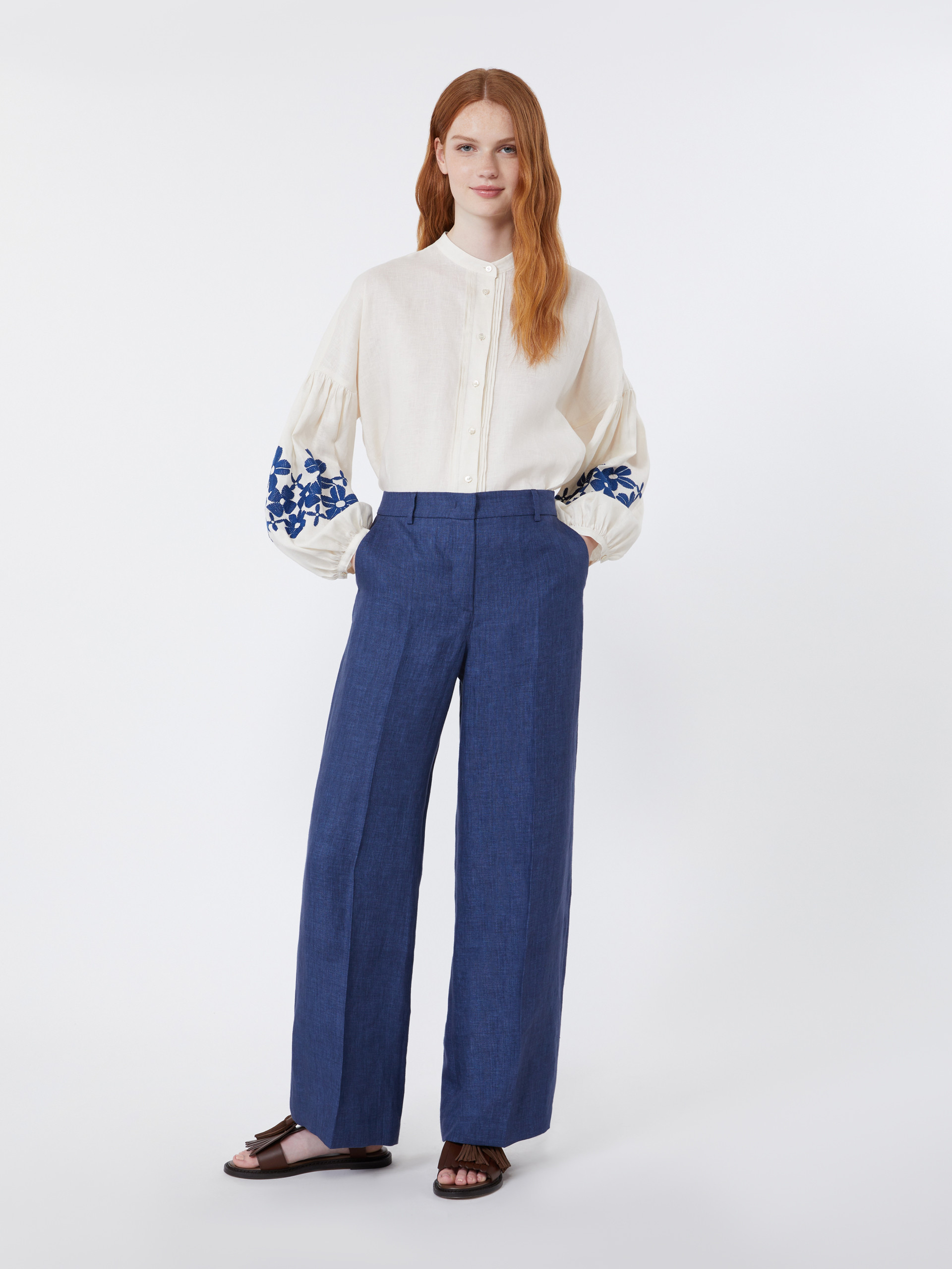 Linen canvas trousers - NAVY - Weekend Max Mara