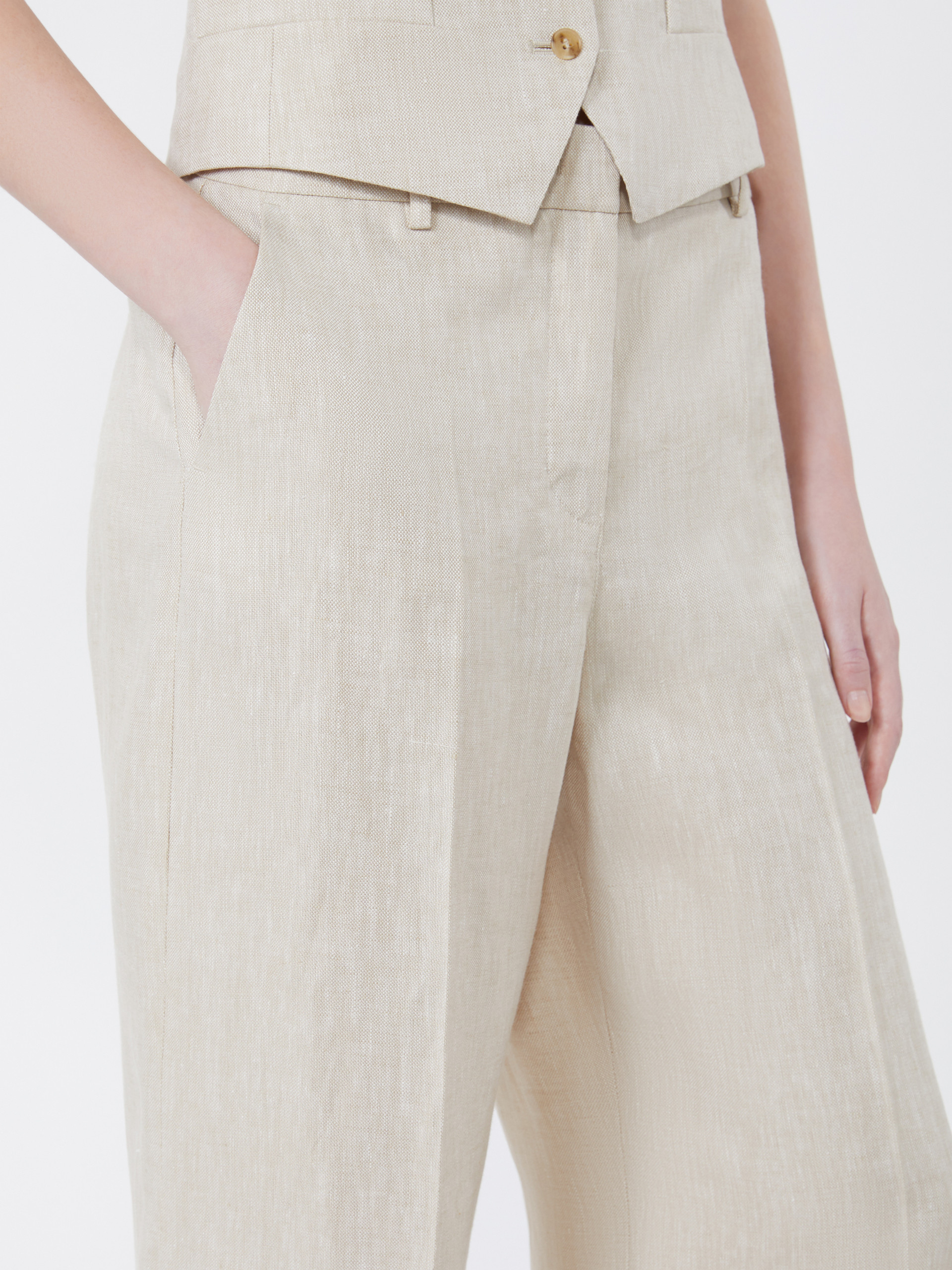 Linen canvas trousers - ECRU - Weekend Max Mara - 4