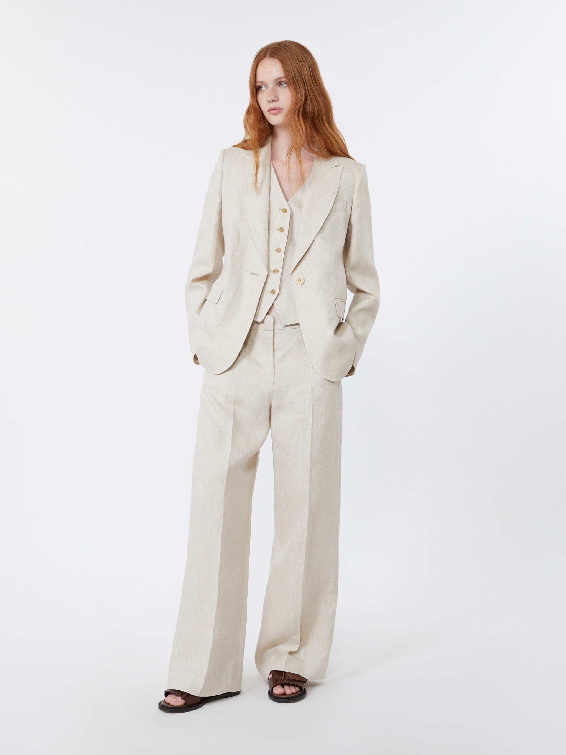 Linen canvas trousers - ECRU - Weekend Max Mara
