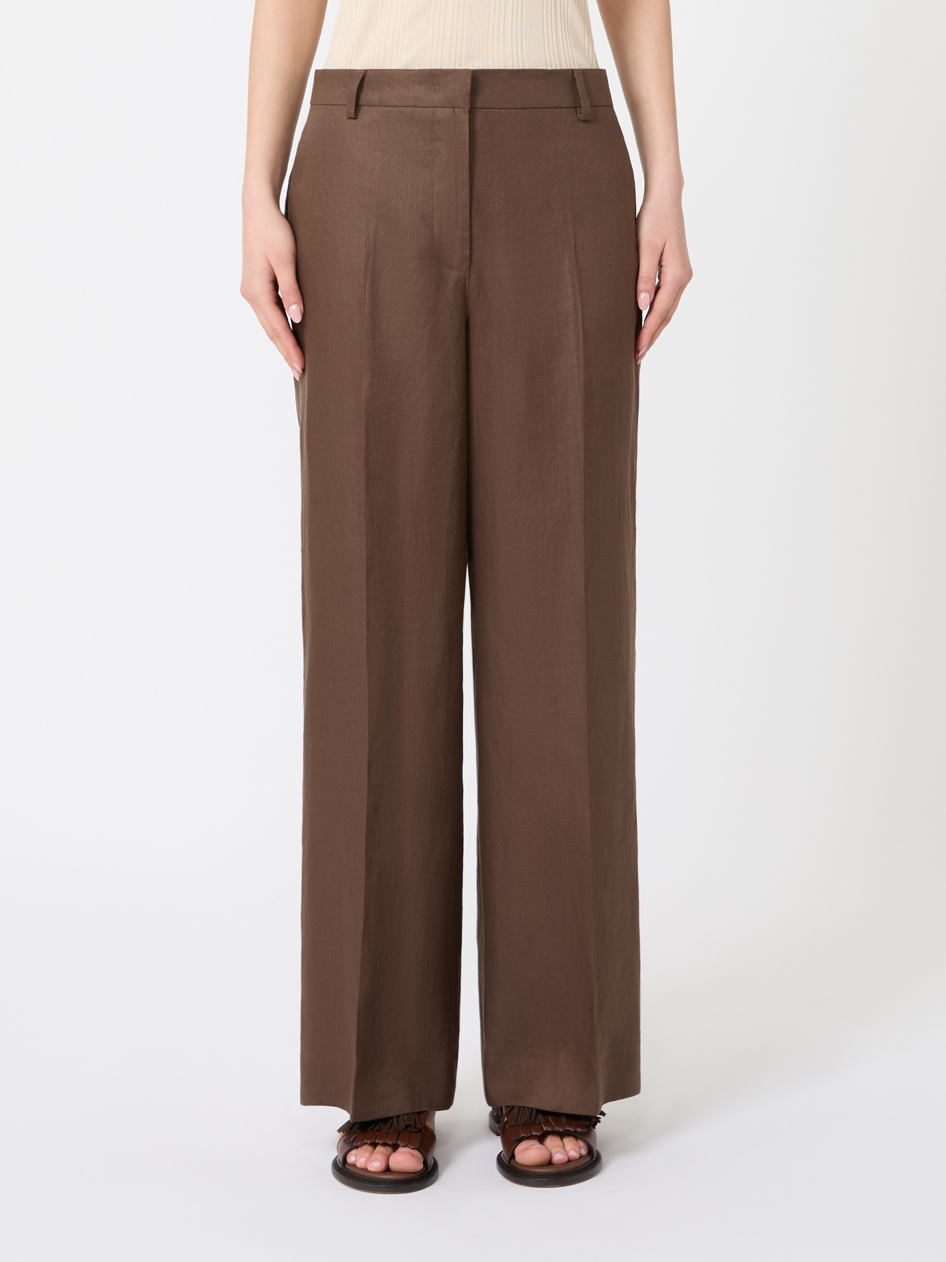 Linen canvas trousers - CHOCOLATE - Weekend Max Mara - 2