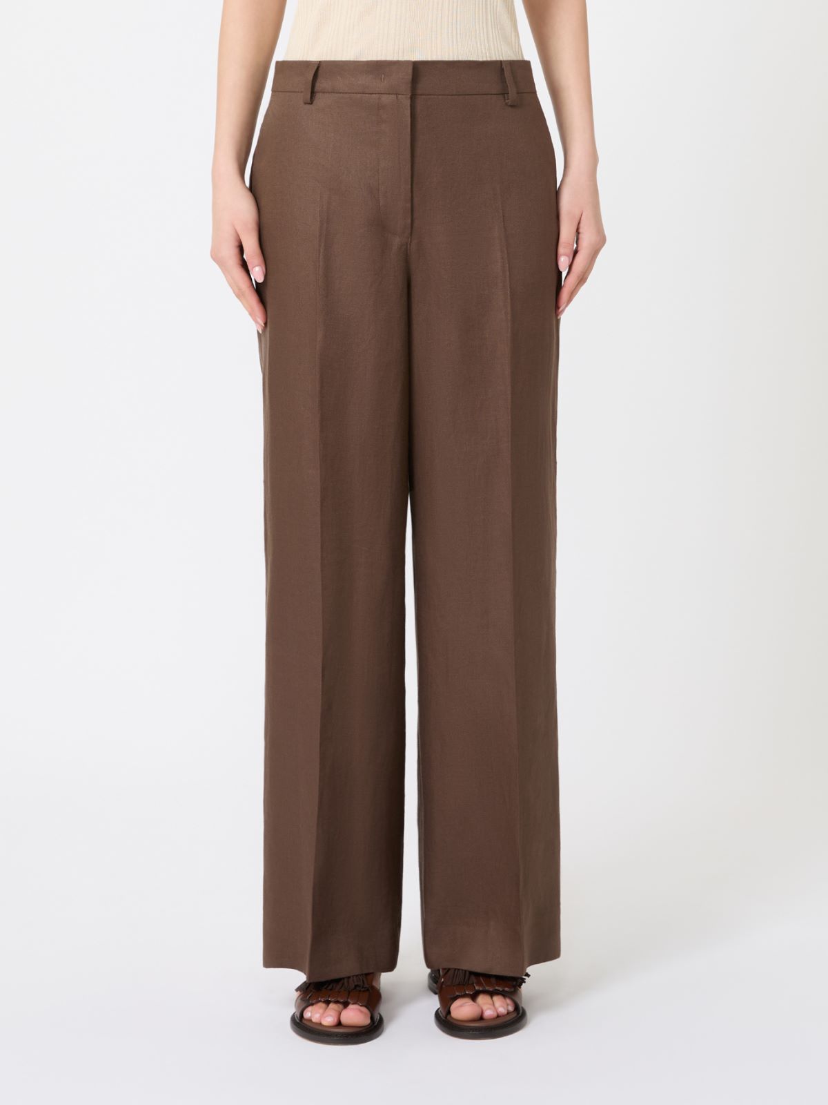 Linen canvas trousers - CHOCOLATE - Weekend - 2