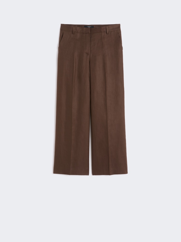 Linen canvas trousers - CHOCOLATE - Weekend - 6