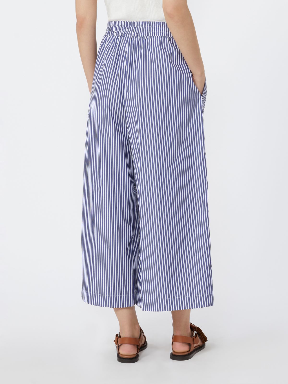 Cropped cotton poplin trousers - NAVY - Weekend - 3