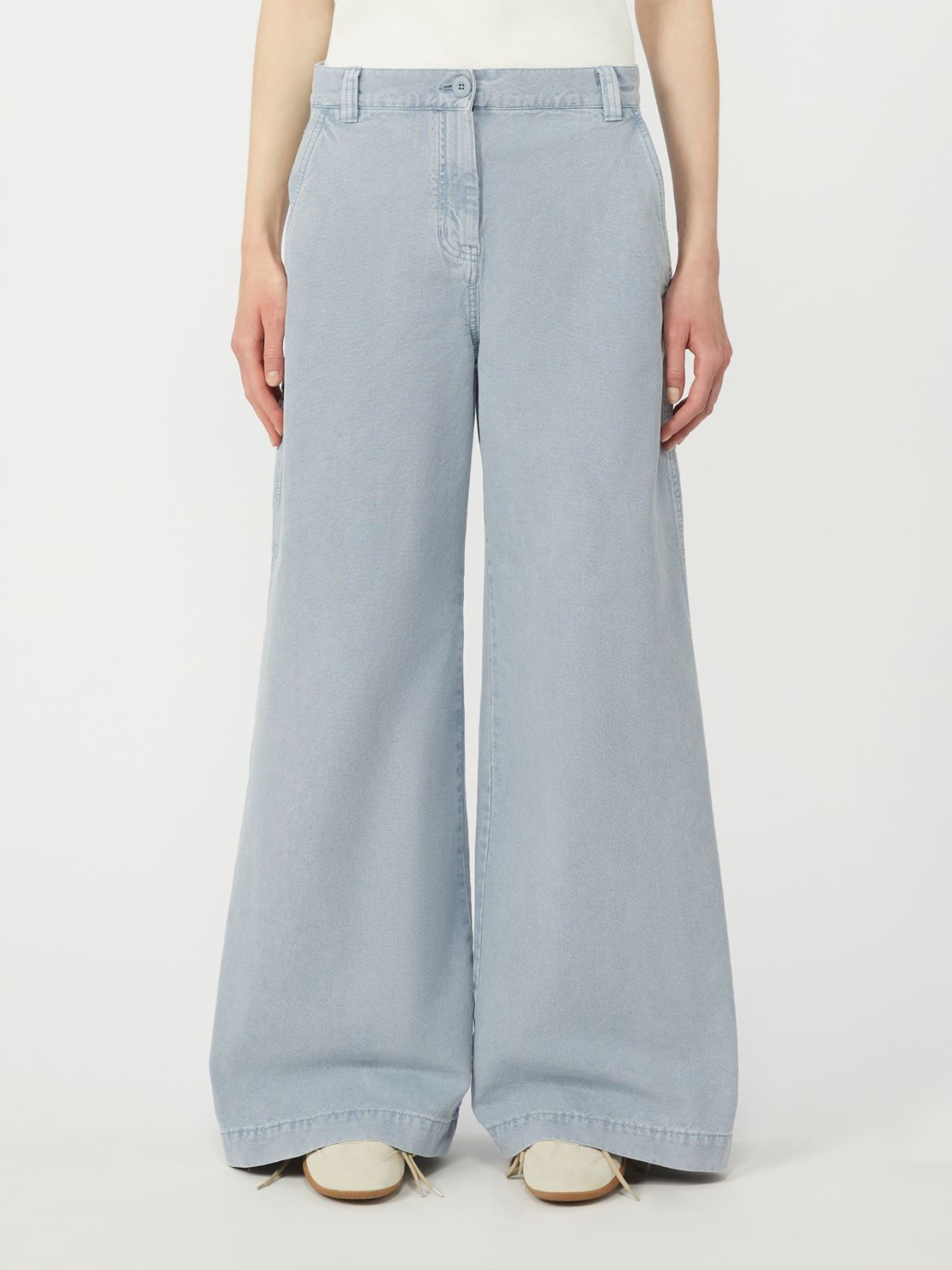 Cotton canvas wide-leg trousers - LIGHT BLUE - Weekend - 2