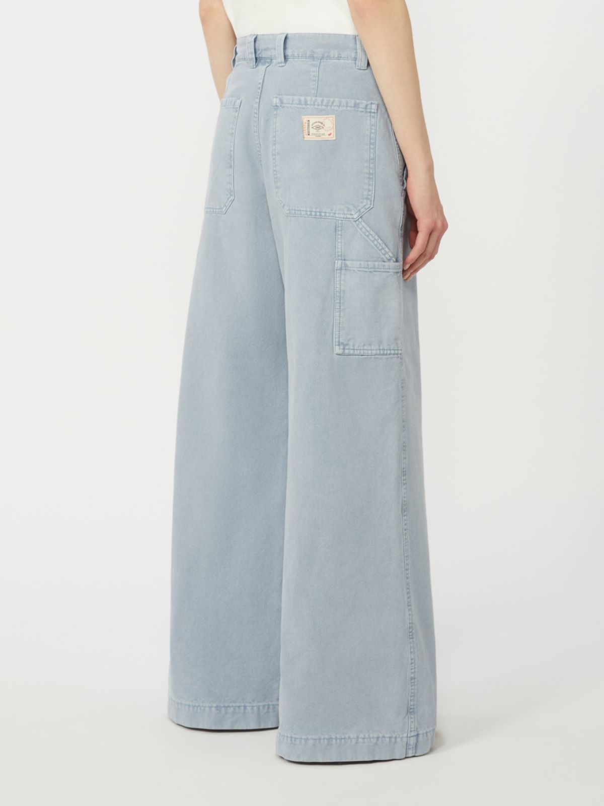 Cotton canvas wide-leg trousers - LIGHT BLUE - Weekend - 3