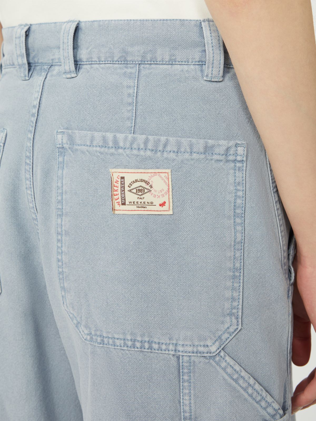 Cotton canvas wide-leg trousers - LIGHT BLUE - Weekend - 4