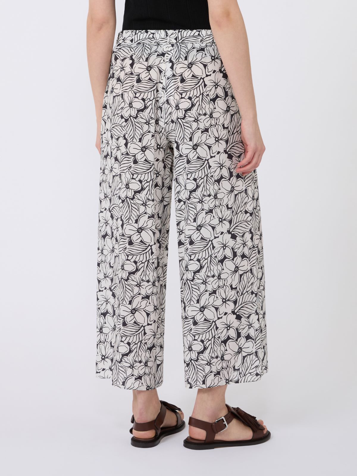 Printed crêpe de Chine trousers - BLACK - Weekend - 3