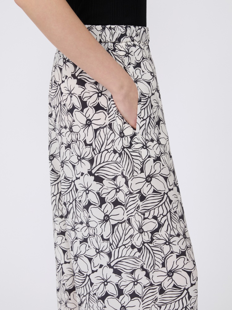 Pantalone in crêpe de Chine stampata - NERO - Weekend