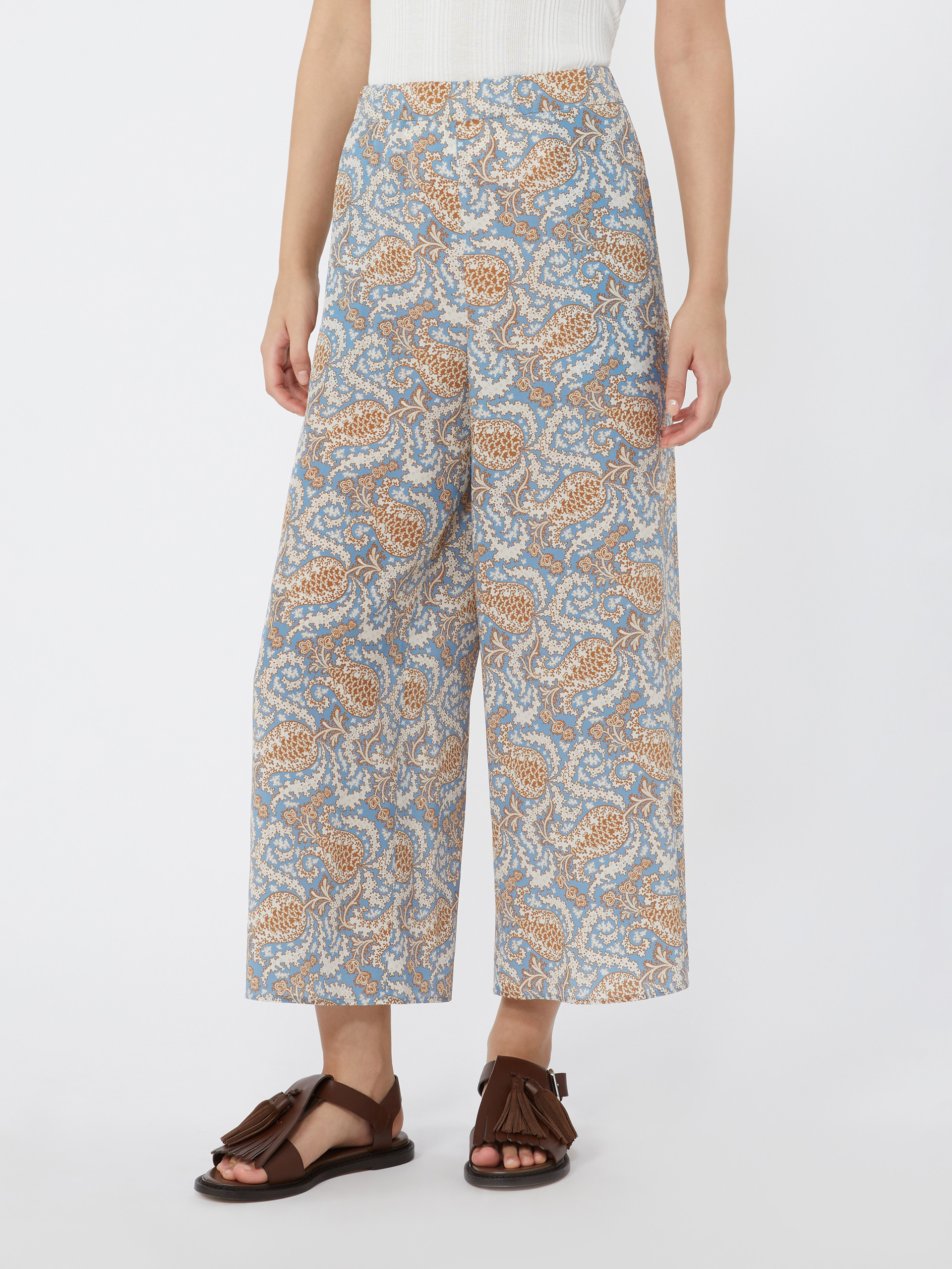Printed crêpe de Chine trousers - LIGHT BLUE - Weekend Max Mara - 2
