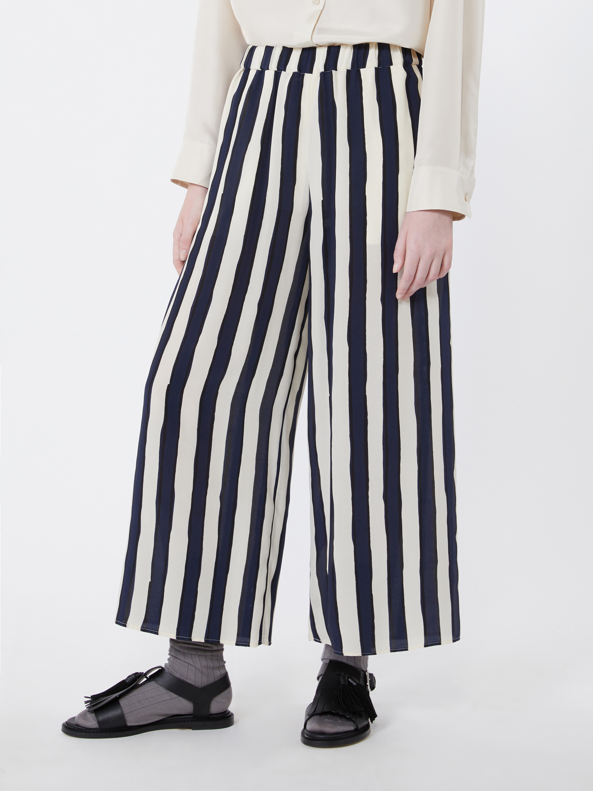Printed crêpe de Chine trousers - NAVY - Weekend Max Mara - 2