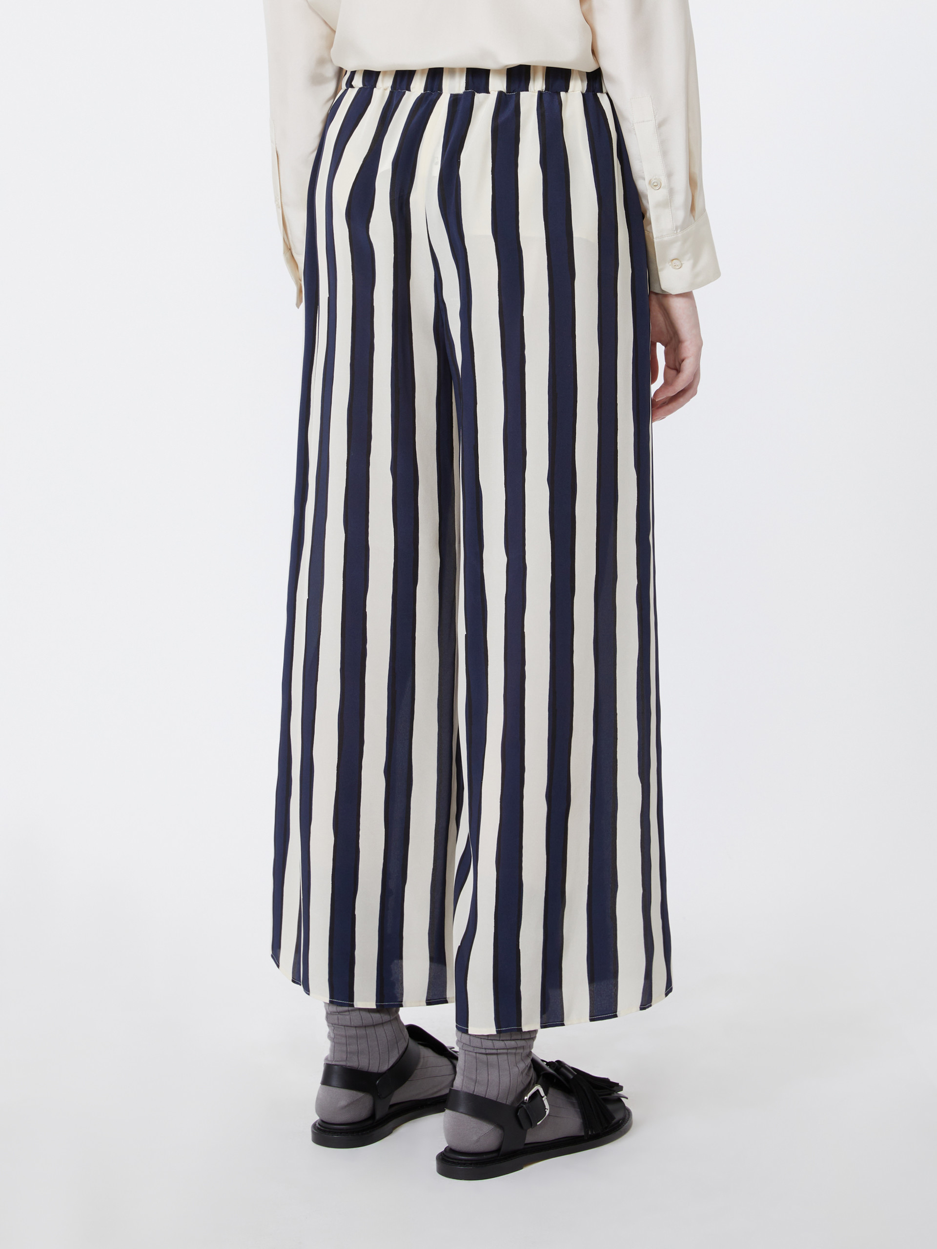Printed crêpe de Chine trousers - NAVY - Weekend Max Mara - 3