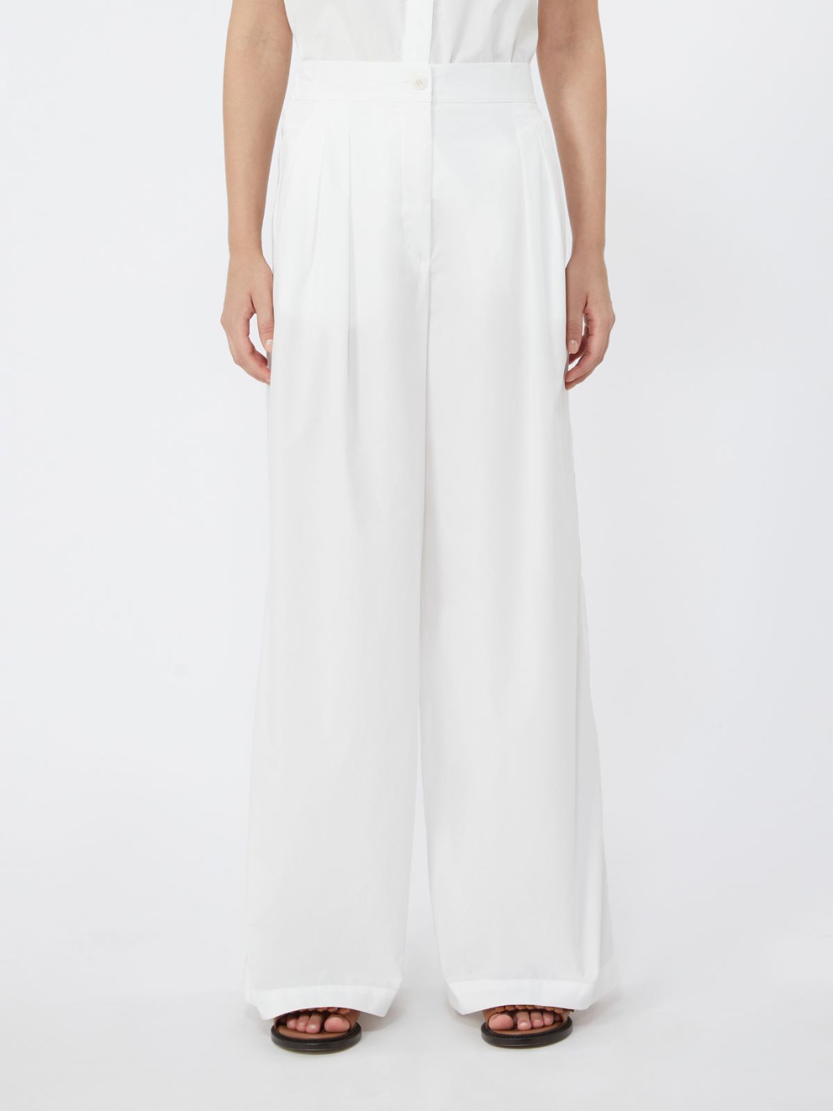 Wide-leg cotton poplin trousers - WHITE - Weekend - 2