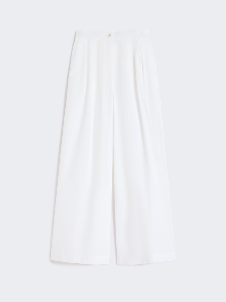 Wide-leg cotton poplin trousers - WHITE - Weekend - 2