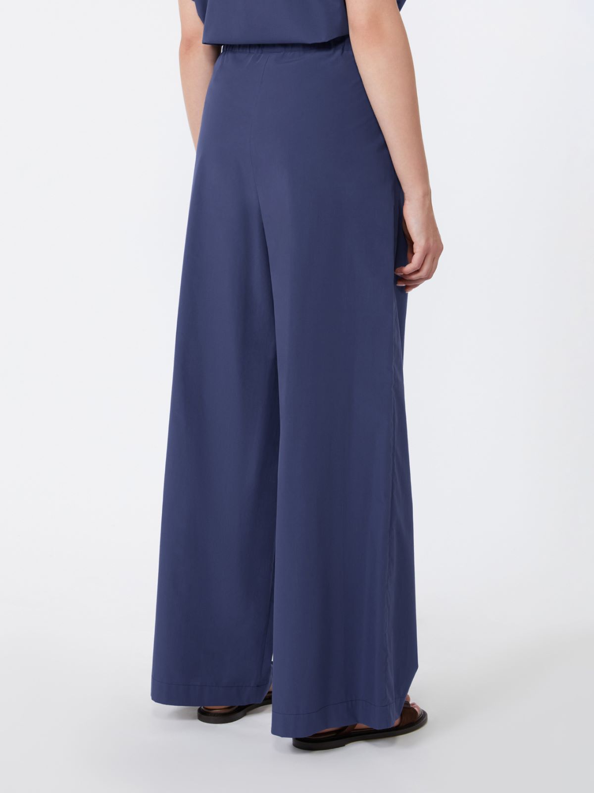 Wide-leg cotton poplin trousers - NAVY - Weekend - 3