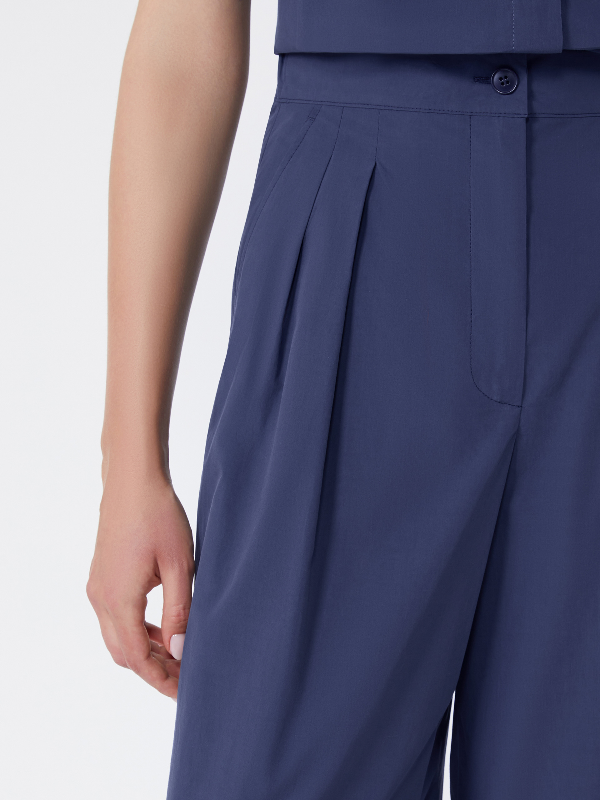 Wide-leg cotton poplin trousers - NAVY - Weekend Max Mara - 4