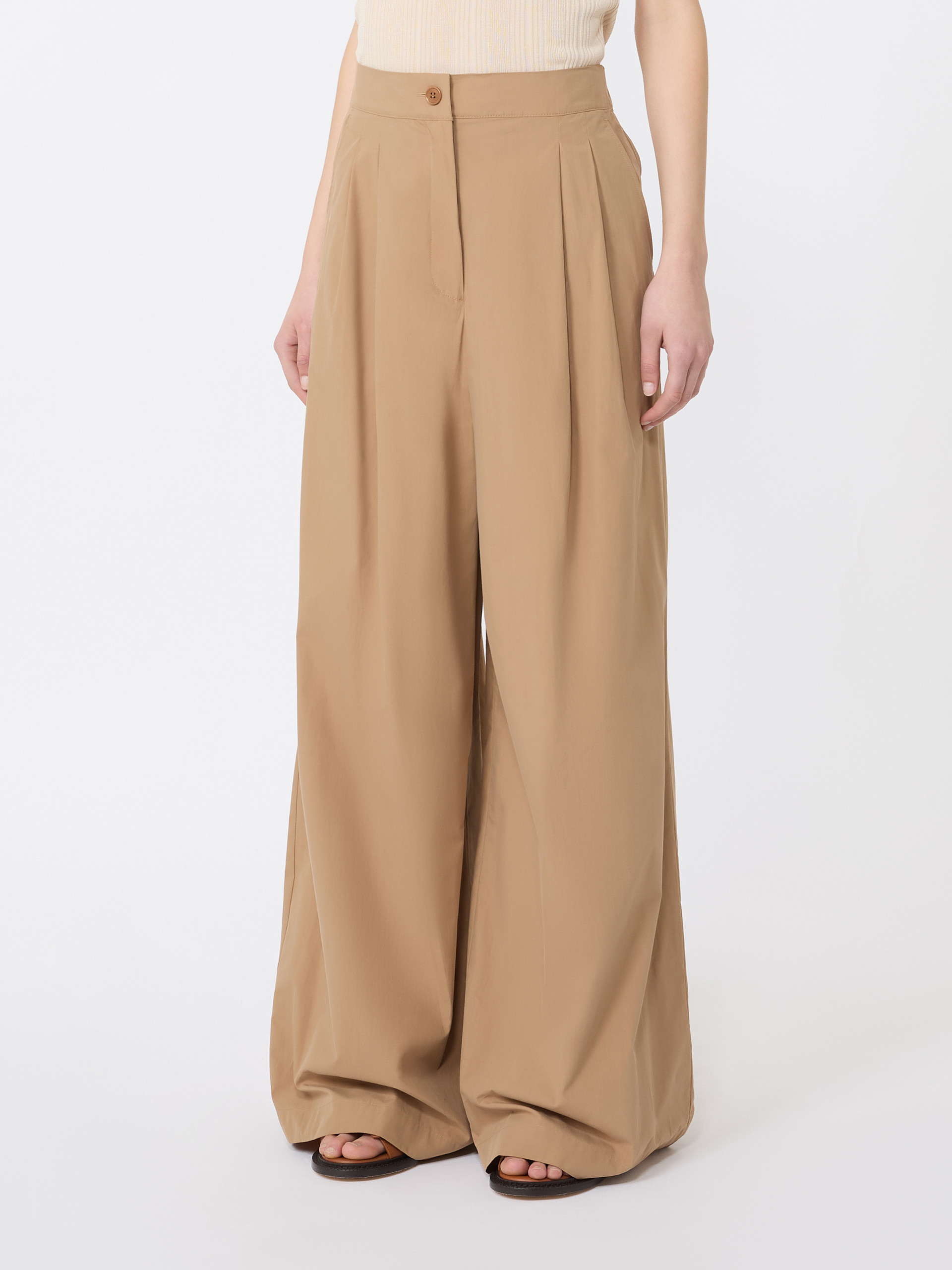 Wide-leg cotton poplin trousers - TOBACCO - Weekend Max Mara - 2