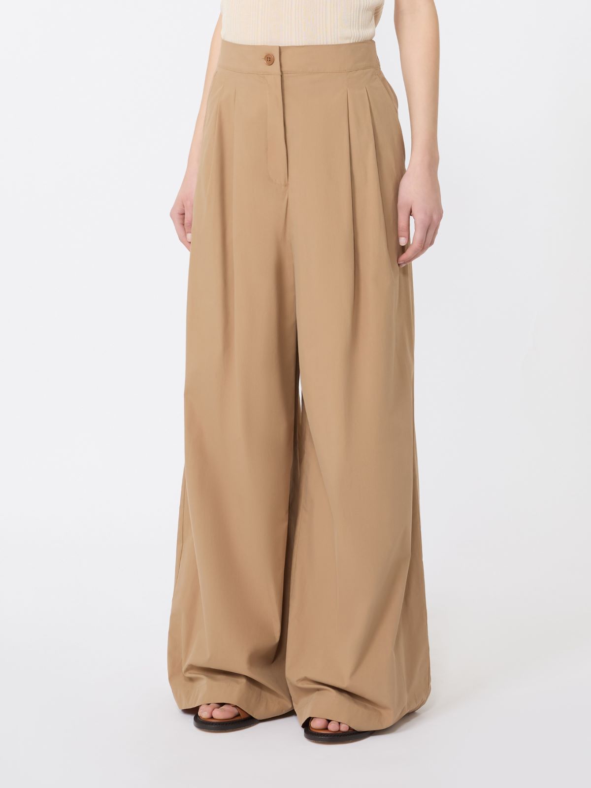 Wide-leg cotton poplin trousers - TOBACCO - Weekend - 2
