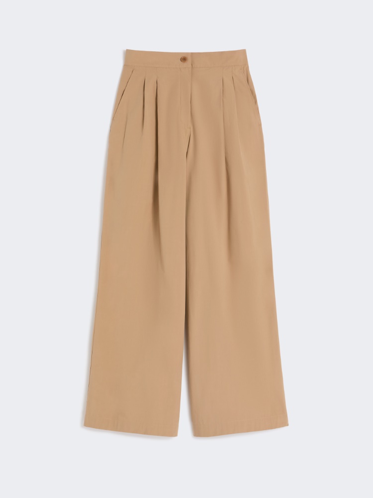 Wide-leg cotton poplin trousers - TOBACCO - Weekend - 2