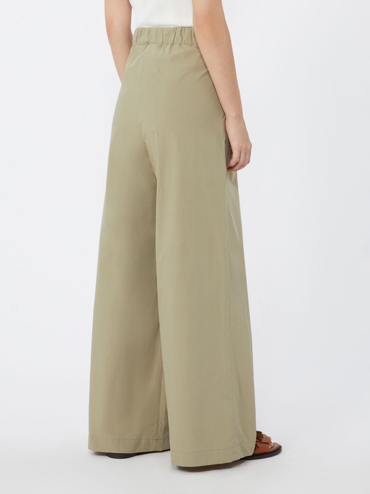 Wide-leg cotton poplin trousers - OLIVE GREEN - Weekend - 3