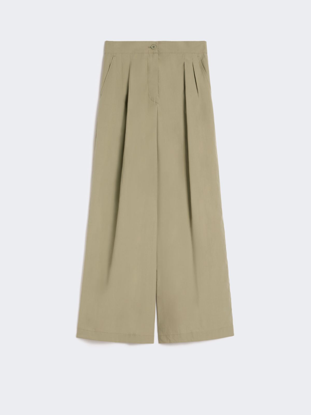 Wide-leg cotton poplin trousers - OLIVE GREEN - Weekend - 4