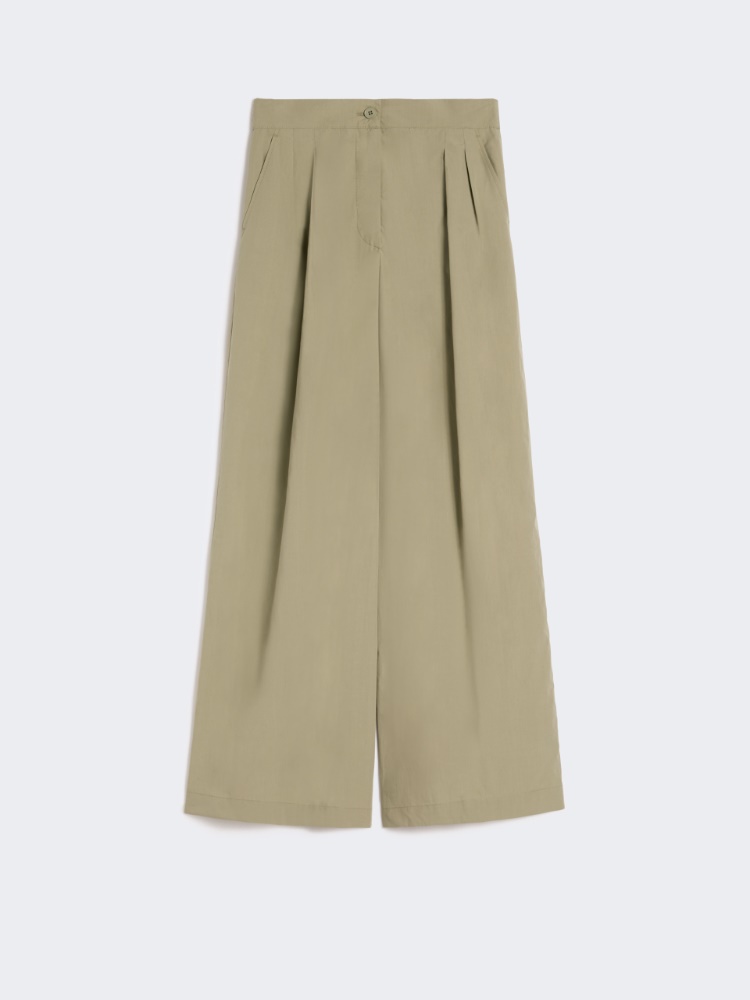 Wide-leg cotton poplin trousers - OLIVE GREEN - Weekend - 2