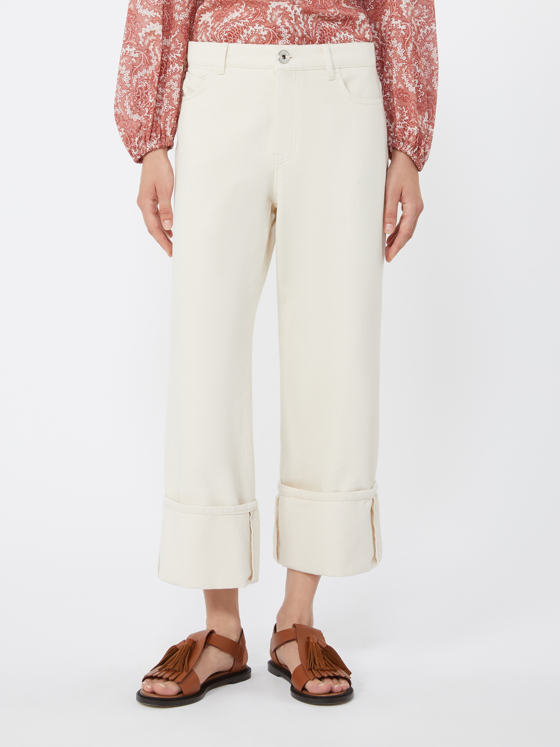 Cotton bull trousers with turn-ups - ECRU - Weekend Max Mara - 2