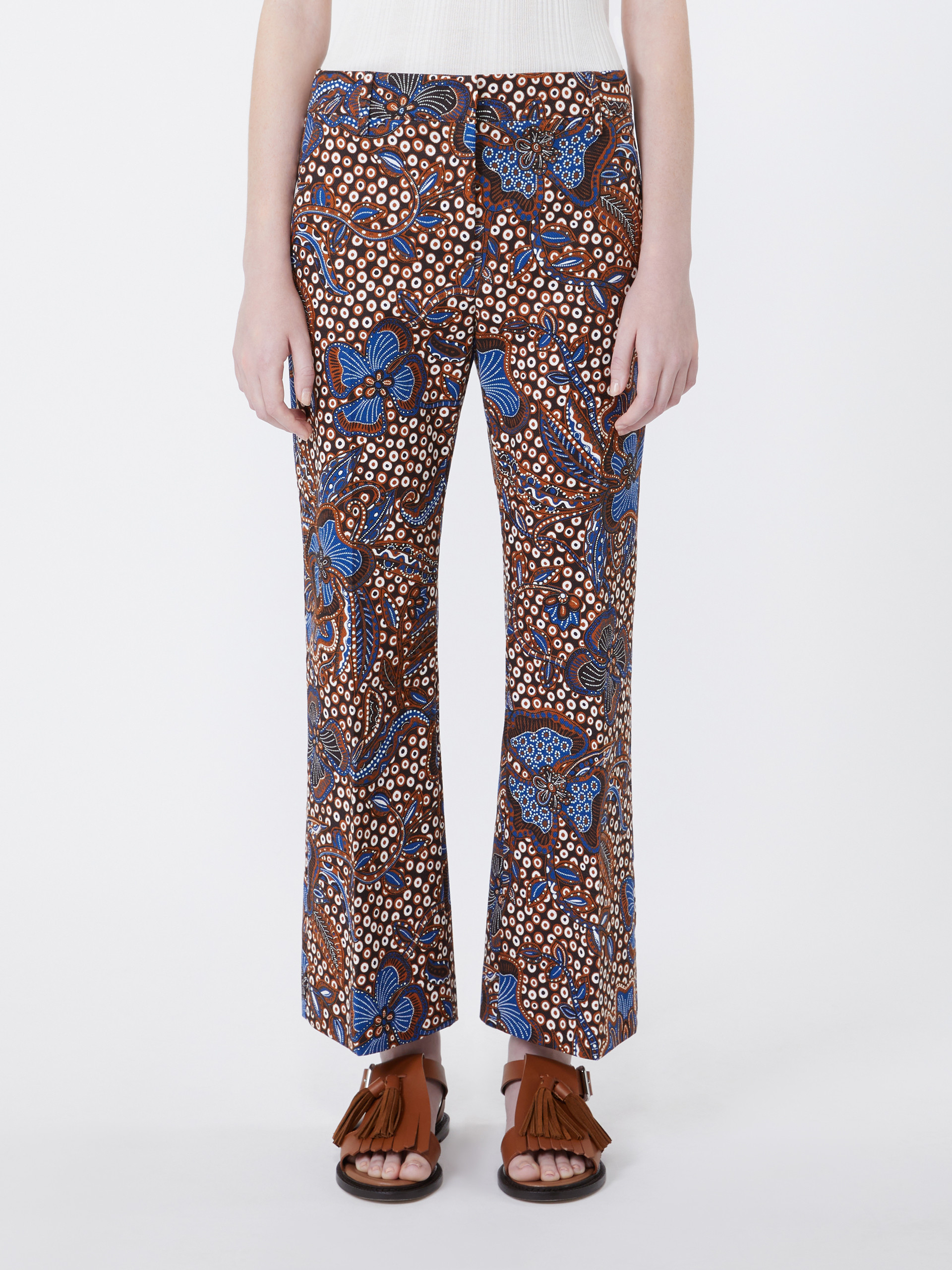 Printed basketweave cotton trousers - TOBACCO - Weekend Max Mara - 2