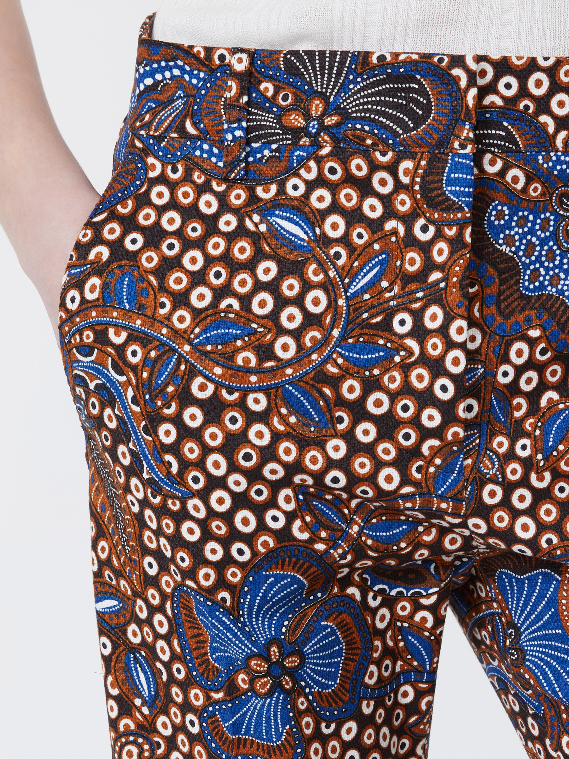 Printed basketweave cotton trousers - TOBACCO - Weekend Max Mara - 4