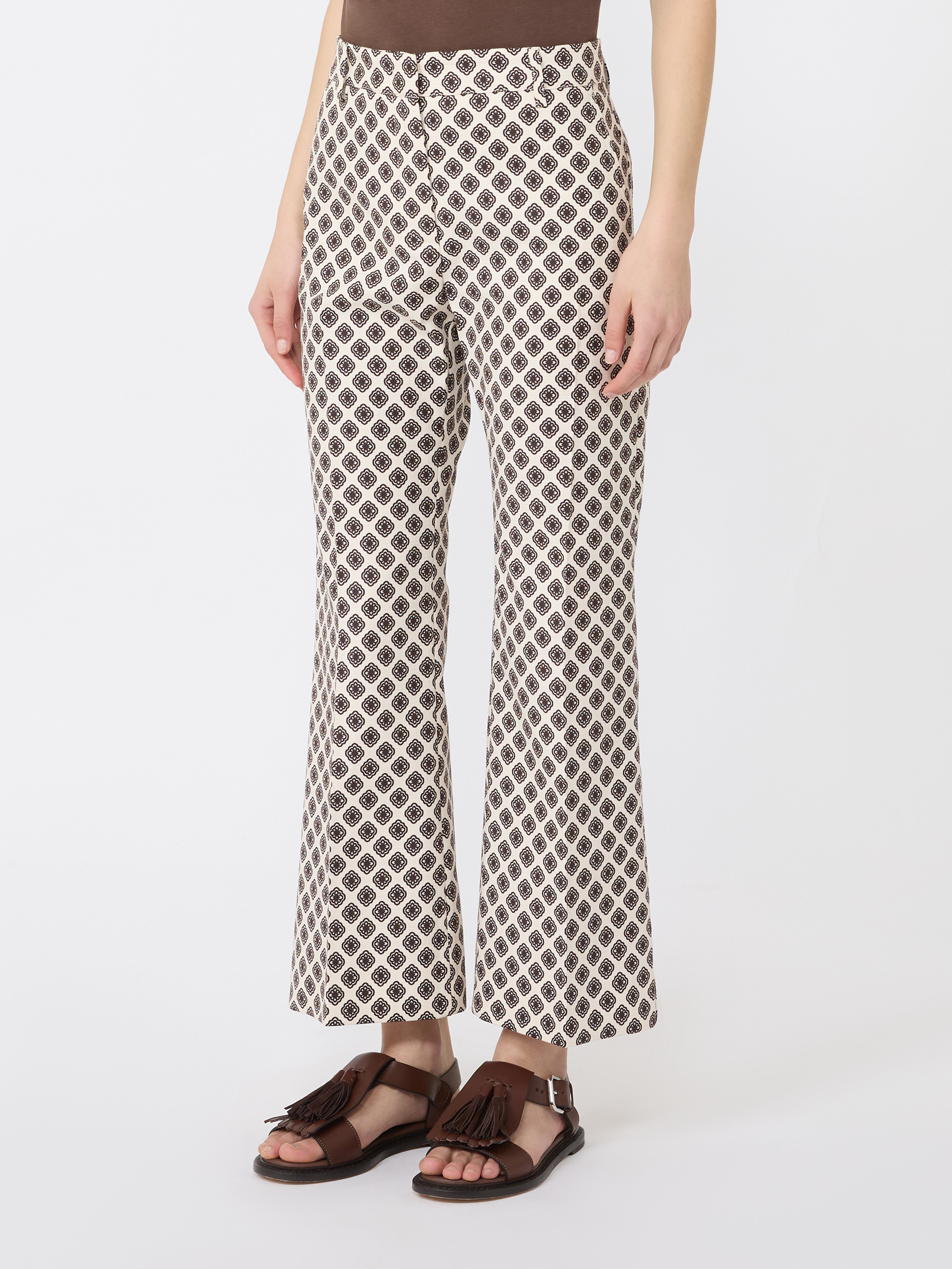Printed basketweave cotton trousers - IVORY - Weekend Max Mara - 2