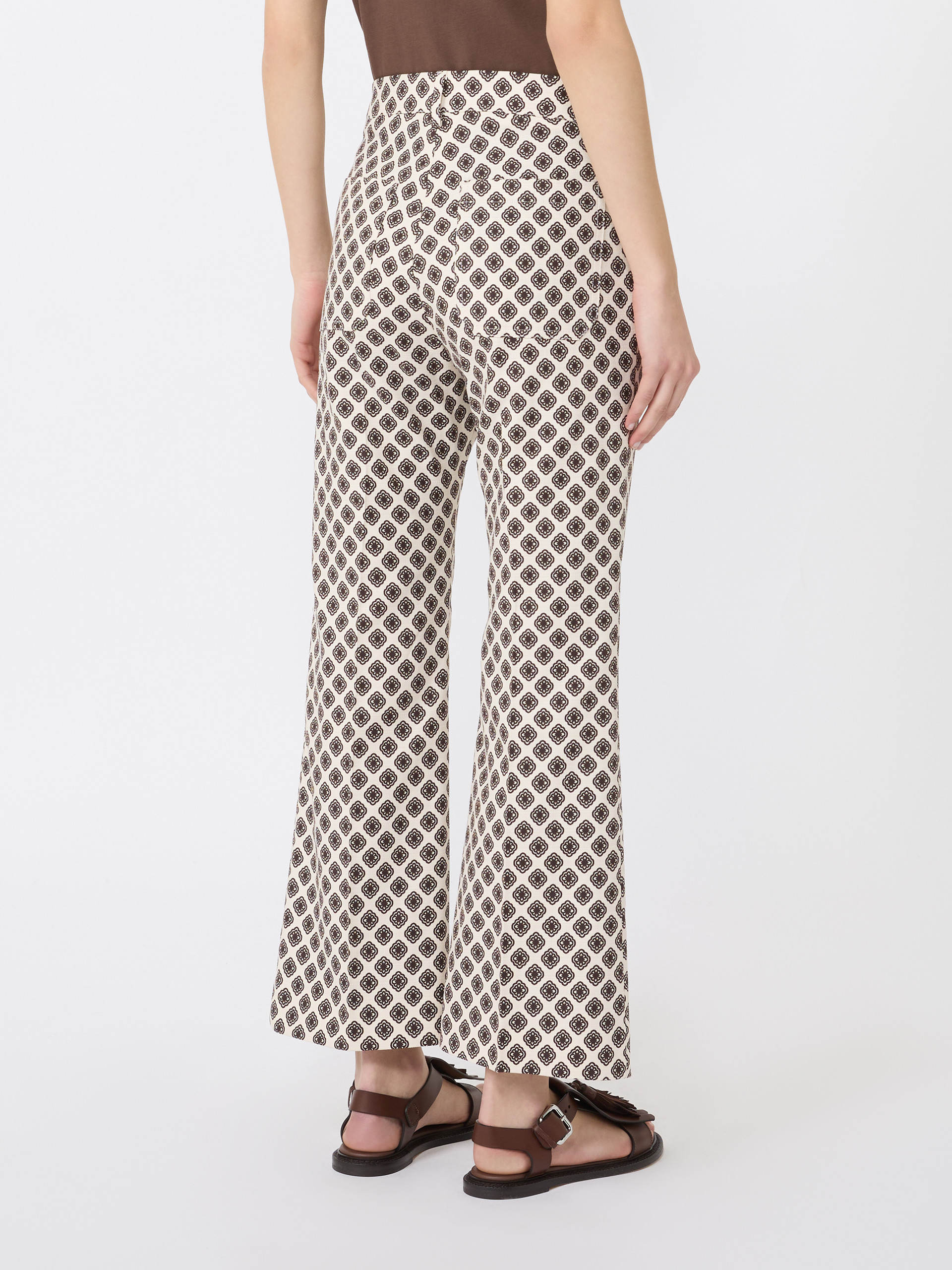 Printed basketweave cotton trousers - IVORY - Weekend Max Mara - 3