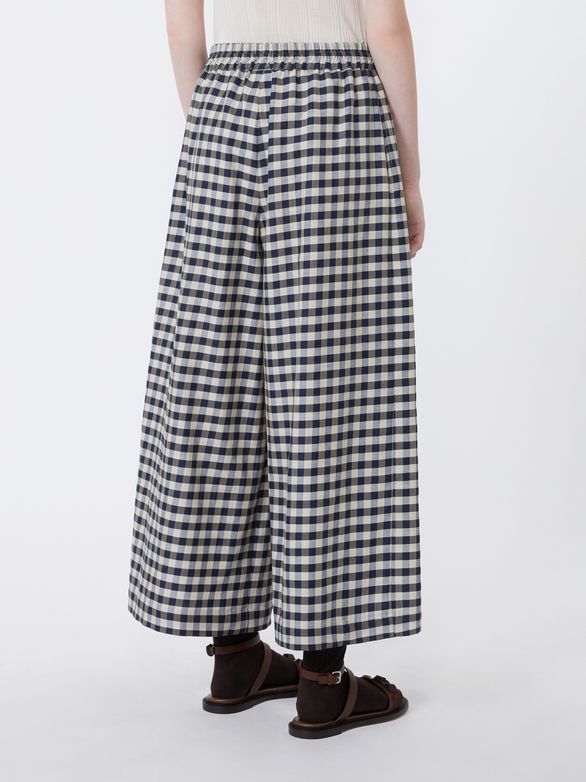 Cotton and ramie Batavia trousers - NAVY - Weekend Max Mara - 3