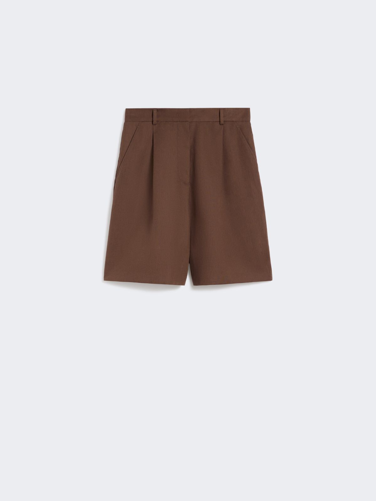 Cotton and linen canvas Bermuda shorts - CHOCOLATE - Weekend - 5