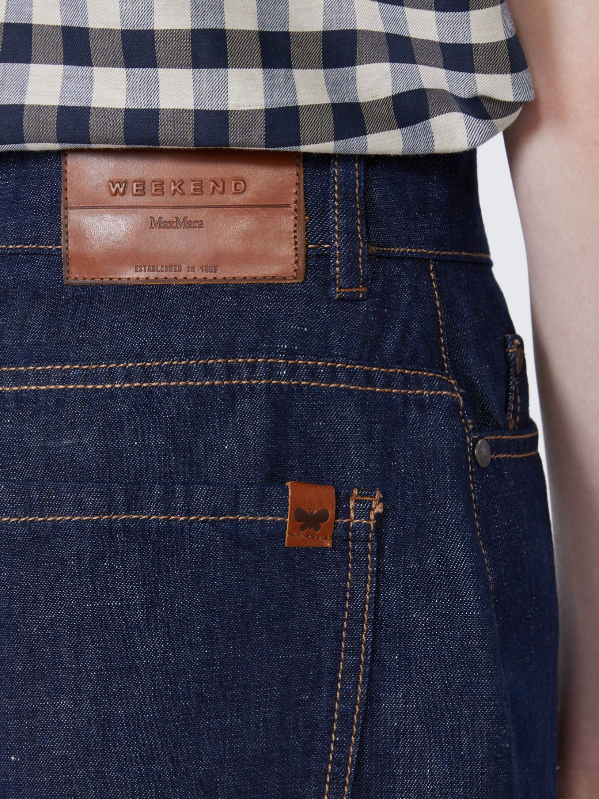 Cotton and linen denim Bermuda shorts - NAVY - Weekend - 4