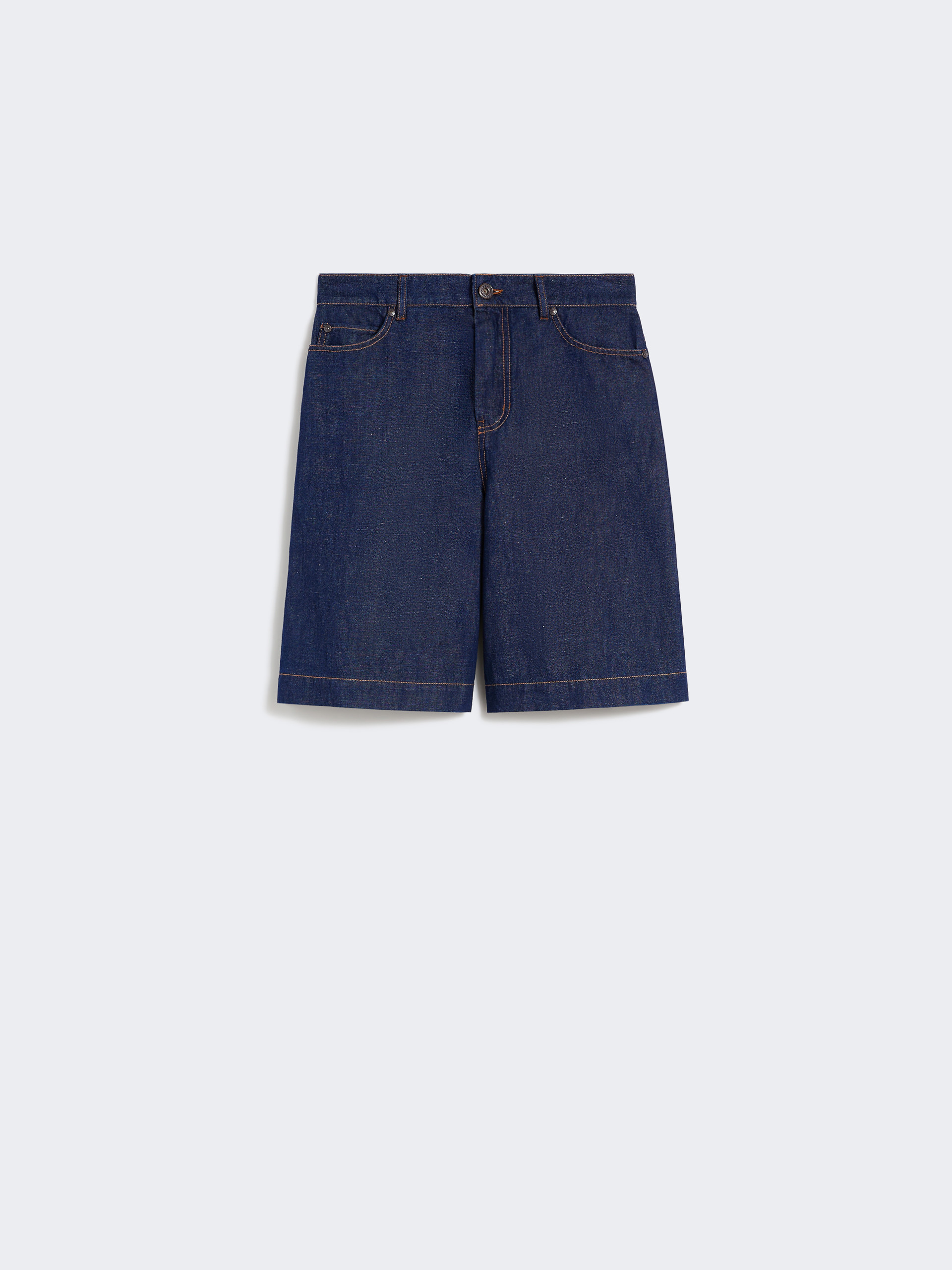 Cotton and linen denim Bermuda shorts - NAVY - Weekend Max Mara - 5