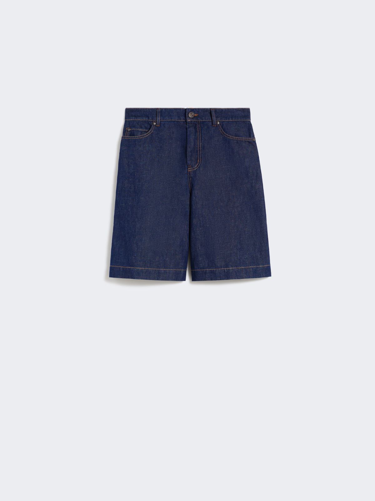Cotton and linen denim Bermuda shorts - NAVY - Weekend - 5