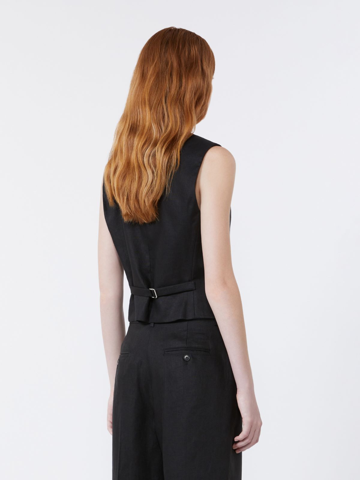Linen canvas waistcoat - BLACK - Weekend - 3