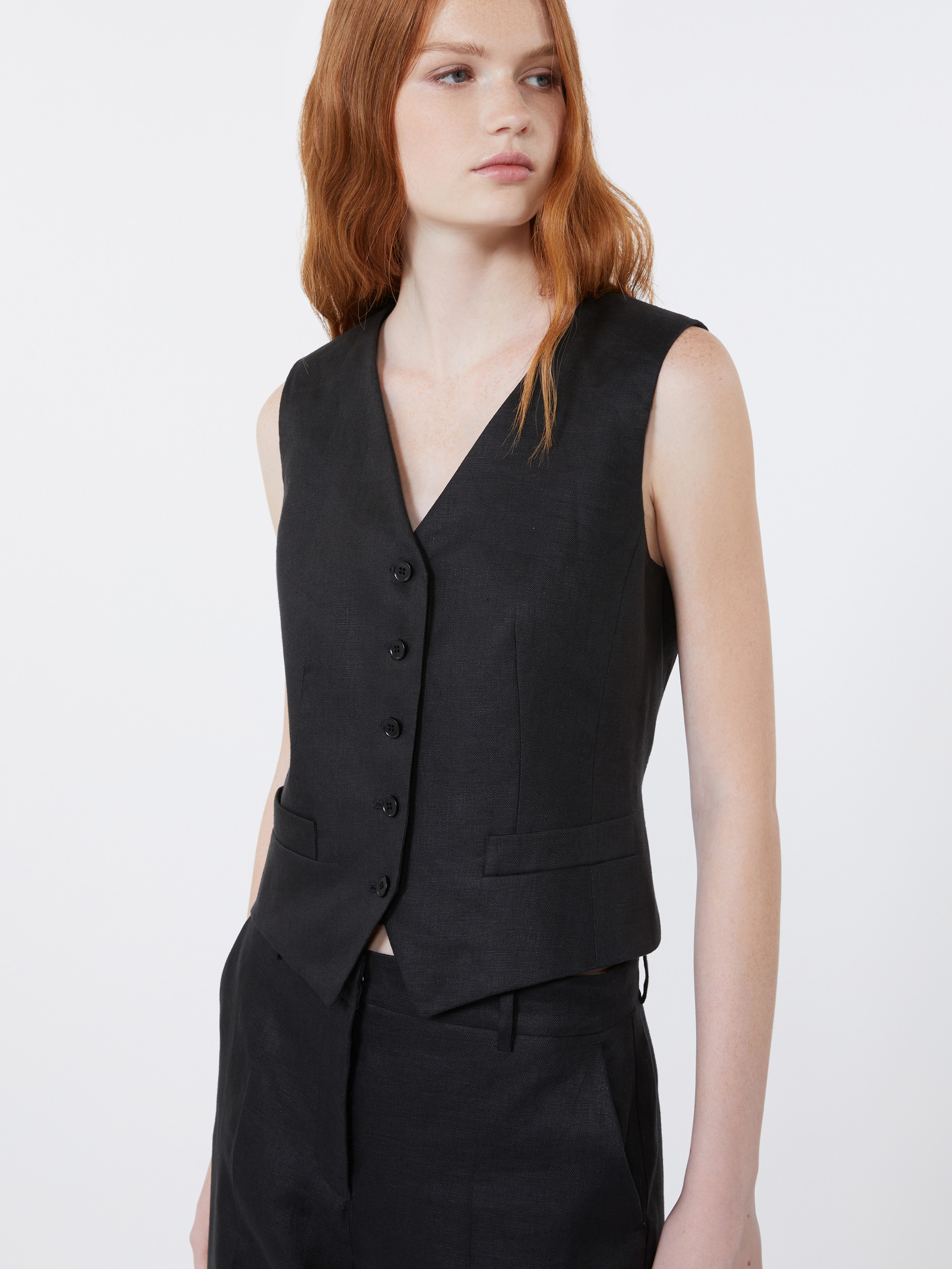 Linen canvas waistcoat - BLACK - Weekend Max Mara - 4