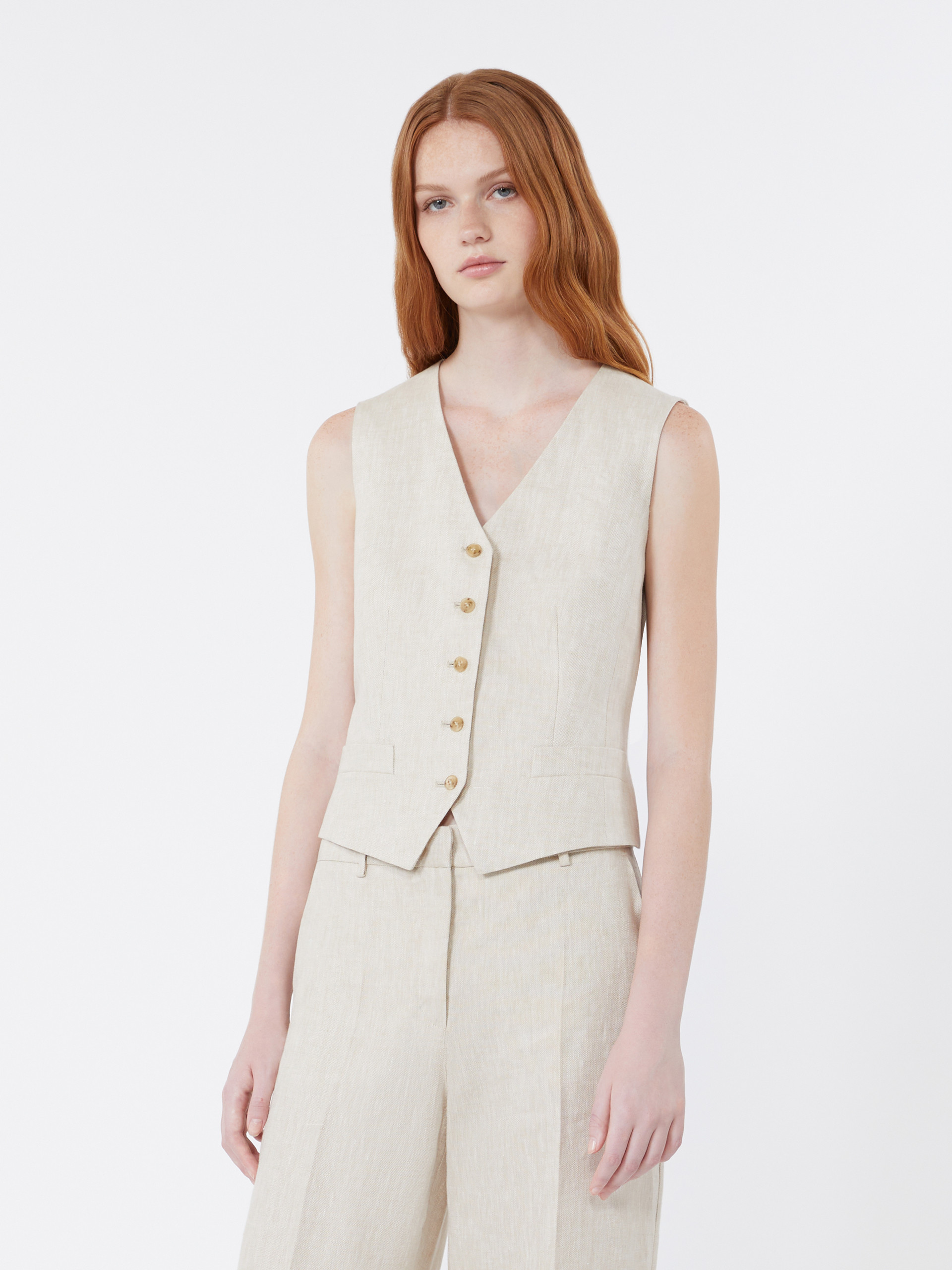 Linen canvas waistcoat - ECRU - Weekend Max Mara - 2