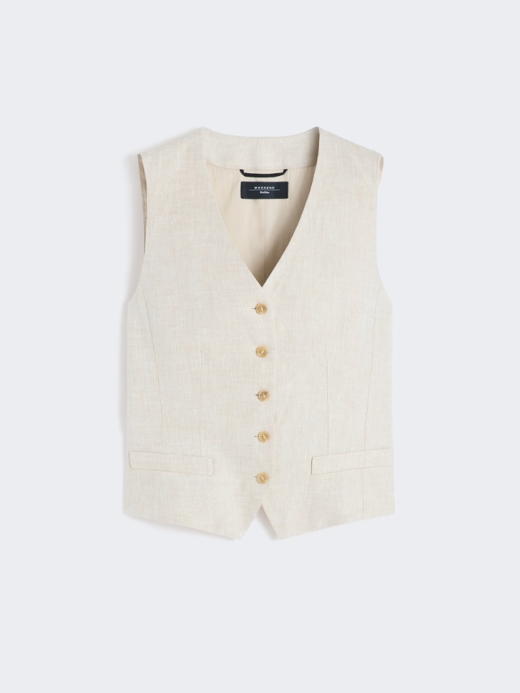 Linen canvas waistcoat - ECRU - Weekend - 2