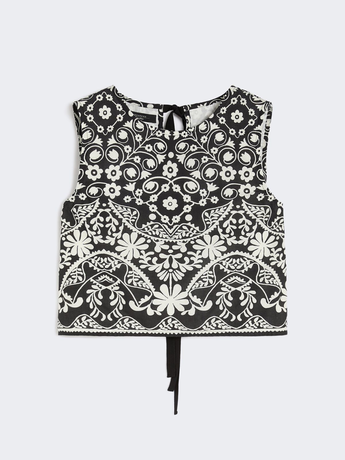 Top crop in cotone stampato - NERO - Weekend - 5