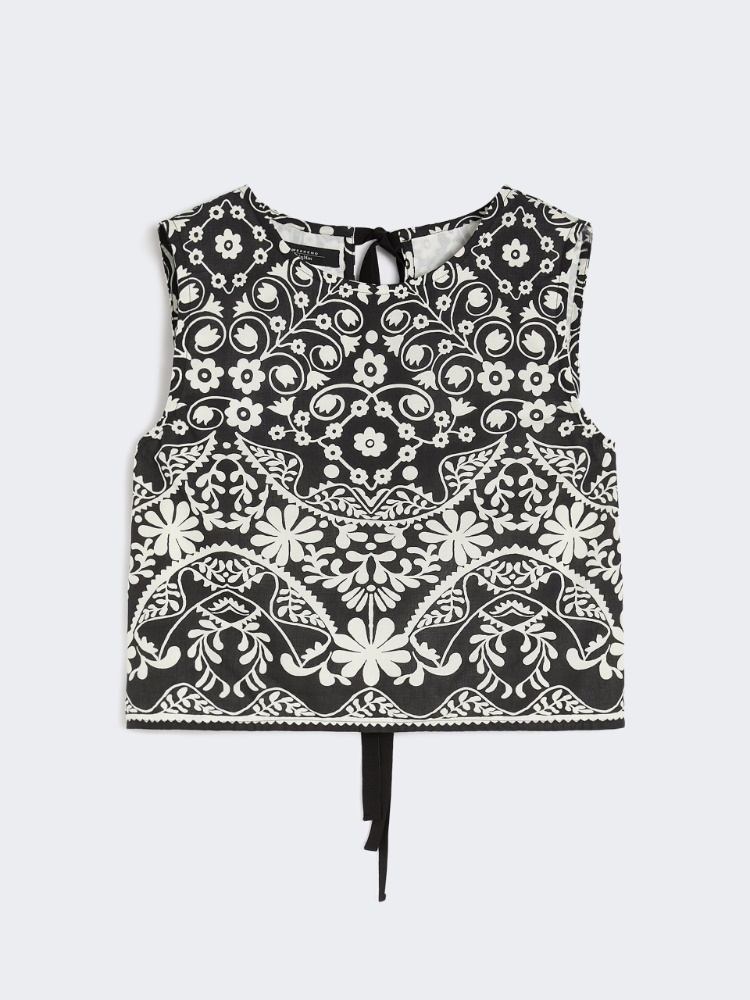 Top crop in cotone stampato - NERO - Weekend - 6