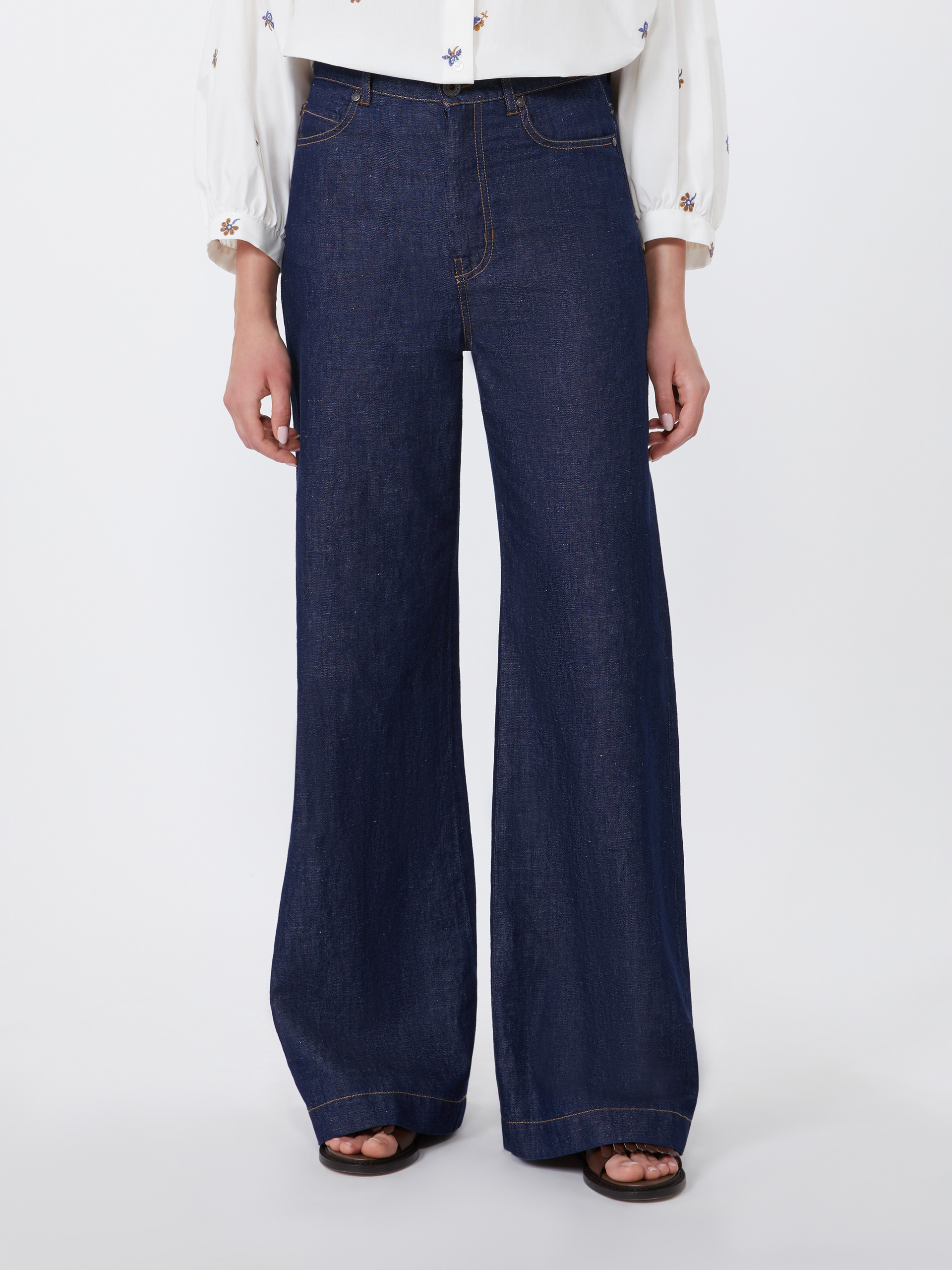 Linen and cotton denim jeans - NAVY - Weekend Max Mara - 2