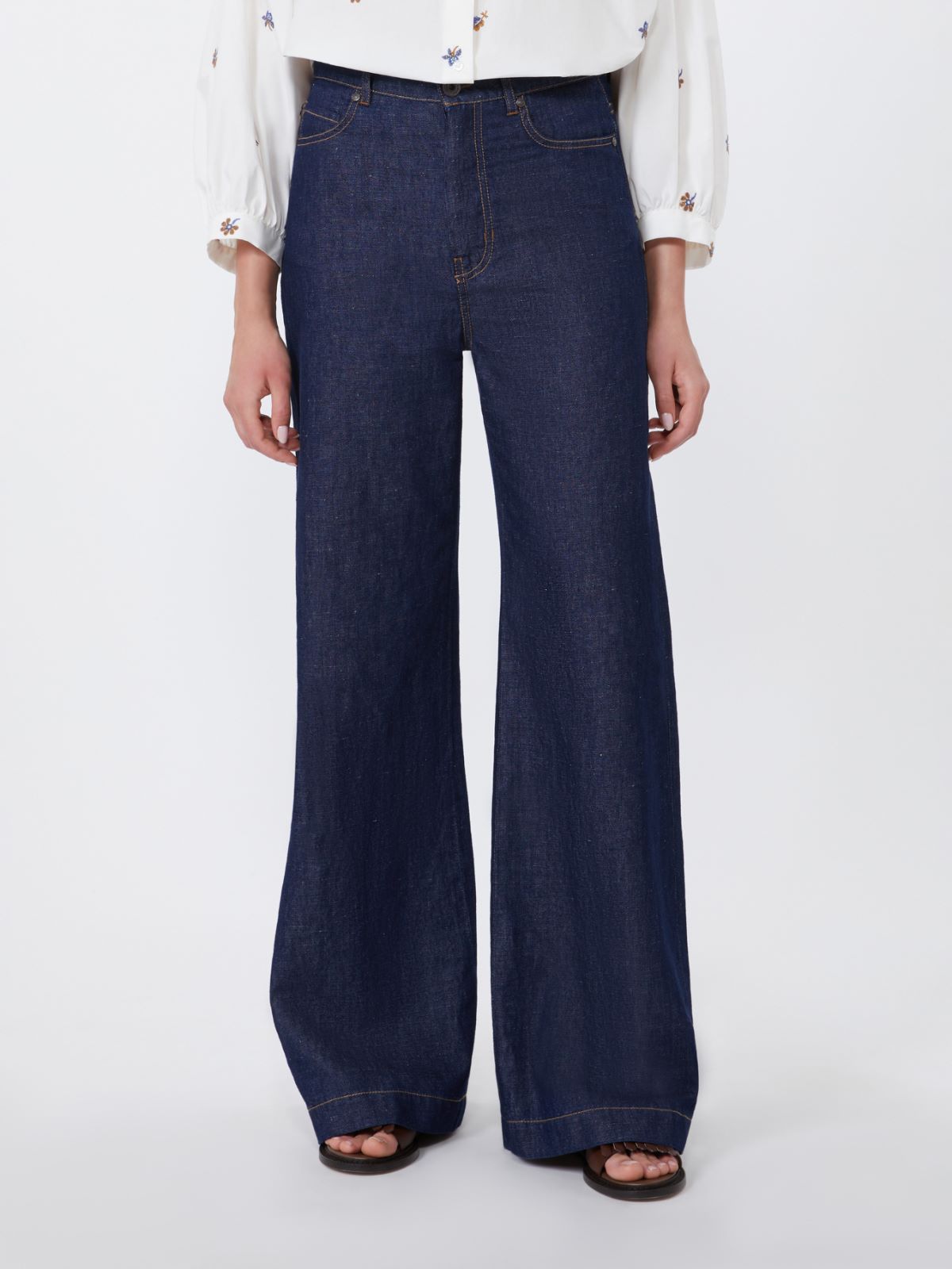 Linen and cotton denim jeans - NAVY - Weekend - 2